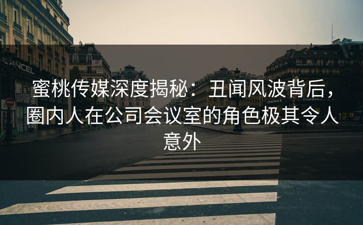 蜜桃传媒深度揭秘：丑闻风波背后，圈内人在公司会议室的角色极其令人意外
